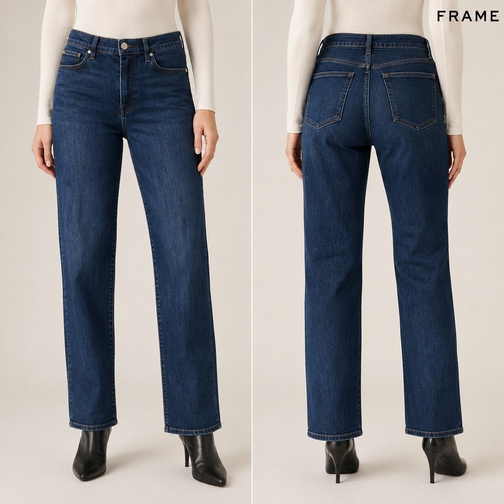 FRAME High Straight Jeans Womens 32 Dark Wash High Rise Denim